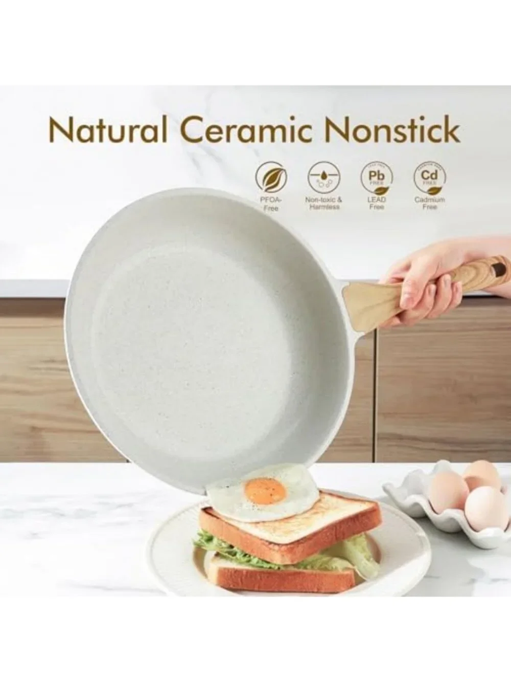 11-Inch Nonstick Ceramic Frying Pan - Healthy Induction-Compatible Omelet